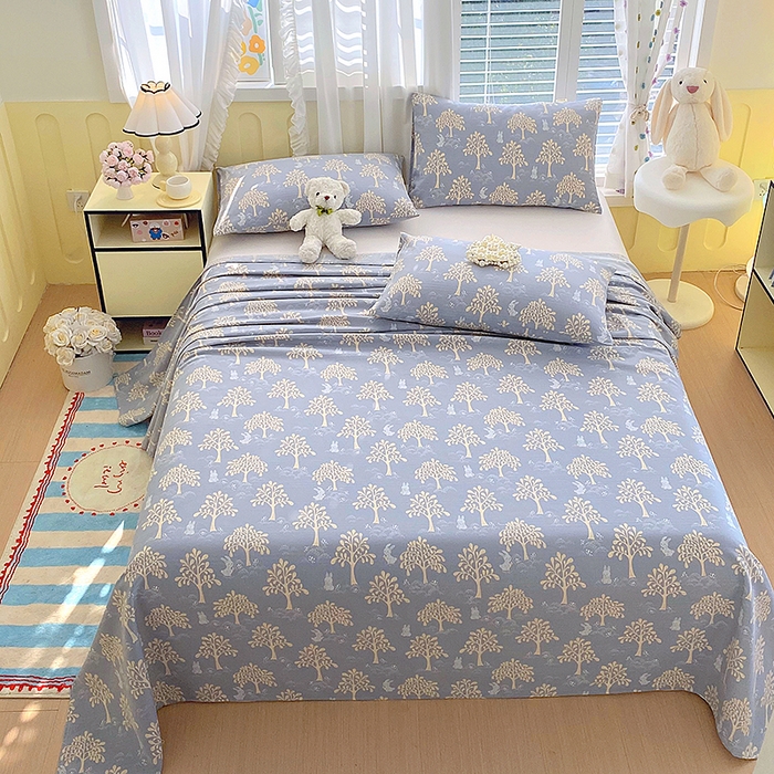 91家纺网 家纺一手货源 找家纺 云玲时尚 2026新款原棉细纱老粗布席子凉席单床单床单单件 幸运树