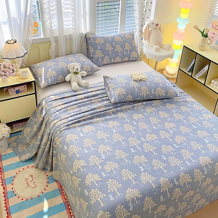 91家纺网 家纺一手货源 找家纺 云玲时尚 2026新款原棉细纱老粗布席子凉席单床单床单单件 幸运树