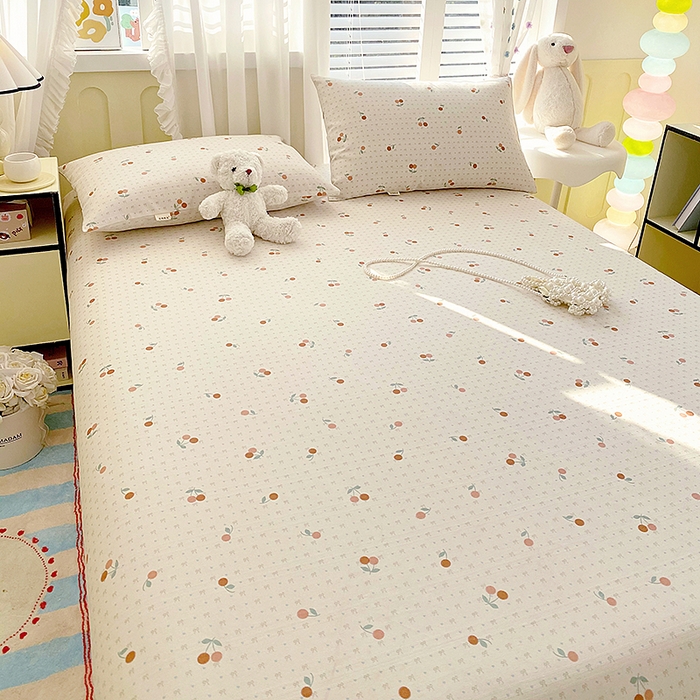 91家纺网 家纺一手货源 找家纺 云玲时尚 2026新款原棉细纱老粗布席子凉席单床单床单单件 樱桃少女