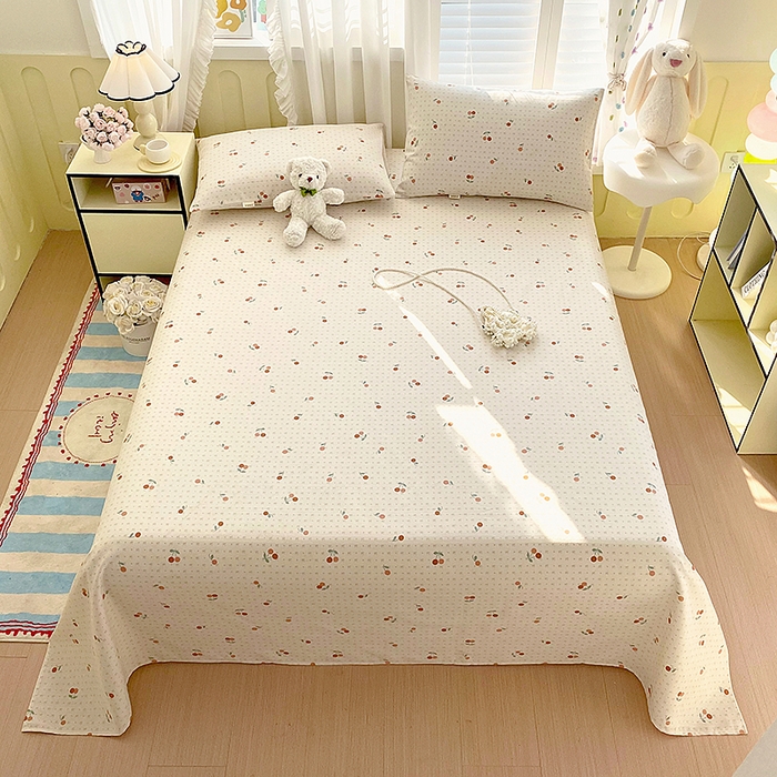 91家纺网 家纺一手货源 找家纺 云玲时尚 2026新款原棉细纱老粗布席子凉席单床单床单单件 樱桃少女