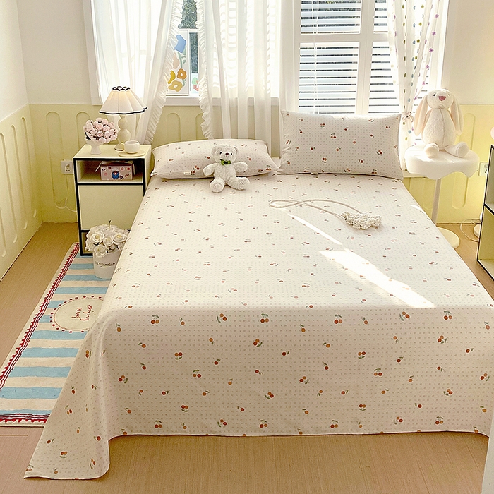 91家纺网 家纺一手货源 找家纺 云玲时尚 2026新款原棉细纱老粗布席子凉席单床单床单单件 樱桃少女