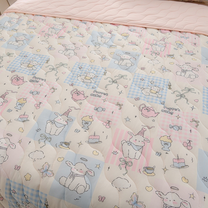 91家纺网 家纺一手货源 找家纺 珍贝家纺 2026新款亲肤舒适恬梦针织棉夏被夏凉被空调被被子被芯 开心小羊