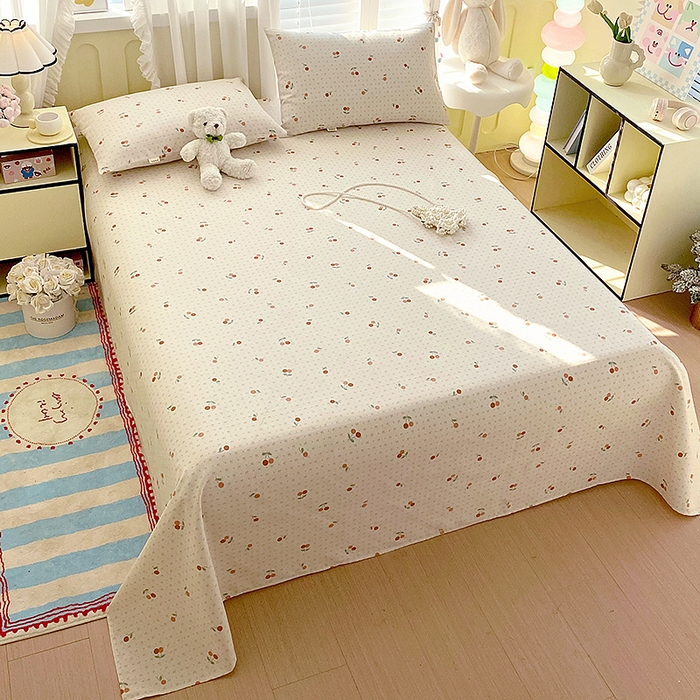 91家纺网 家纺一手货源 找家纺 云玲时尚 2026新款原棉细纱老粗布席子凉席单床单床单单件 樱桃少女