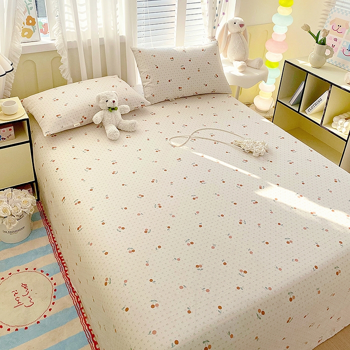 91家纺网 家纺一手货源 找家纺 云玲时尚 2026新款原棉细纱老粗布席子凉席单床单床单单件 樱桃少女