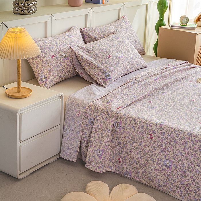 91家纺网 家纺一手货源 找家纺 云玲时尚 2026新款原棉细纱老粗布席子凉席单床单床单单件 紫蝶花舞