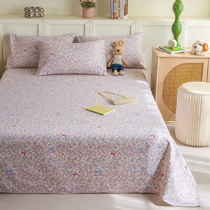 91家纺网 家纺一手货源 找家纺 云玲时尚 2026新款原棉细纱老粗布席子凉席单床单床单单件 紫蝶花舞