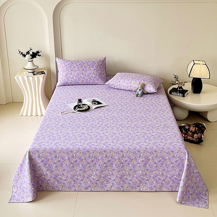 91家纺网 家纺一手货源 找家纺 云玲时尚 2026新款原棉细纱老粗布席子凉席单床单床单单件 紫苏