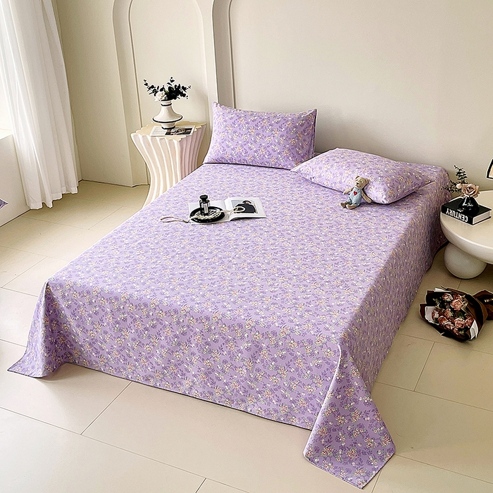 91家纺网 家纺一手货源 找家纺 云玲时尚 2026新款原棉细纱老粗布席子凉席单床单床单单件 紫苏