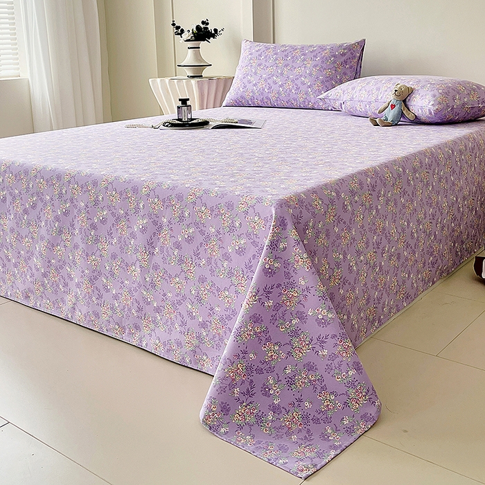 91家纺网 家纺一手货源 找家纺 云玲时尚 2026新款原棉细纱老粗布席子凉席单床单床单单件 紫苏