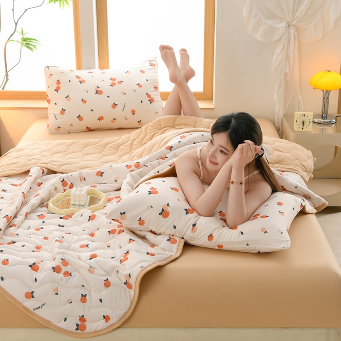 珍贝家纺 2026新款亲肤舒适恬梦针织棉夏被夏凉被空调被被子被芯 小橙子