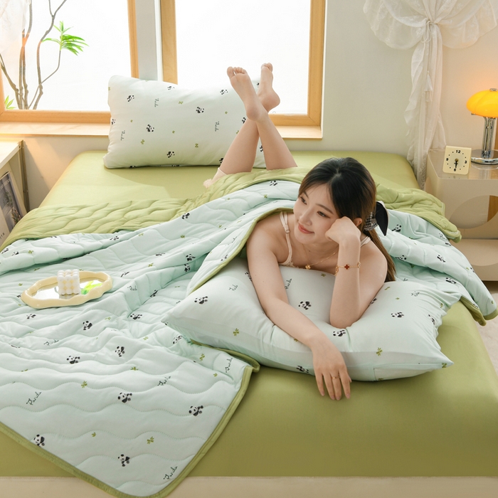 珍贝家纺 2026新款亲肤舒适恬梦针织棉夏被夏凉被空调被被子被芯 熊猫宝宝