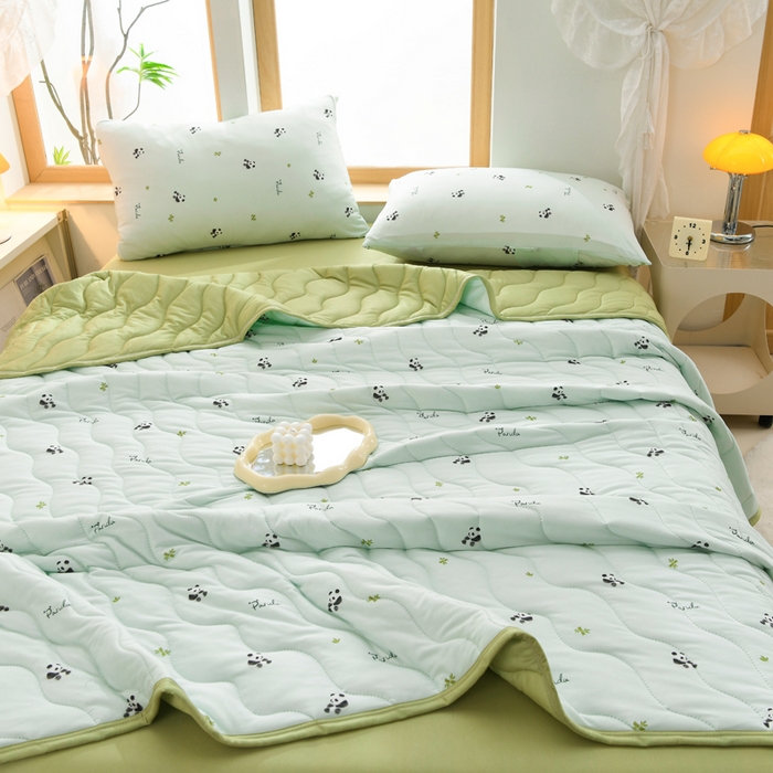 91家纺网 家纺一手货源 找家纺 珍贝家纺 2026新款亲肤舒适恬梦针织棉夏被夏凉被空调被被子被芯 熊猫宝宝