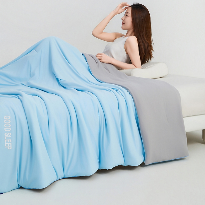 晚舒庭家纺 2026新款凉感丝深睡眠夏被空调被夏凉被薄被子被芯某朵同款 青橙蓝
