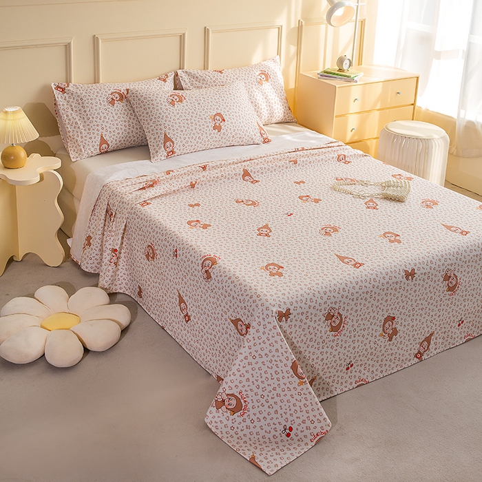 91家纺网 家纺一手货源 找家纺 云玲时尚 2026新款全棉老粗布席子凉席单床单床单单件 豹纹星星