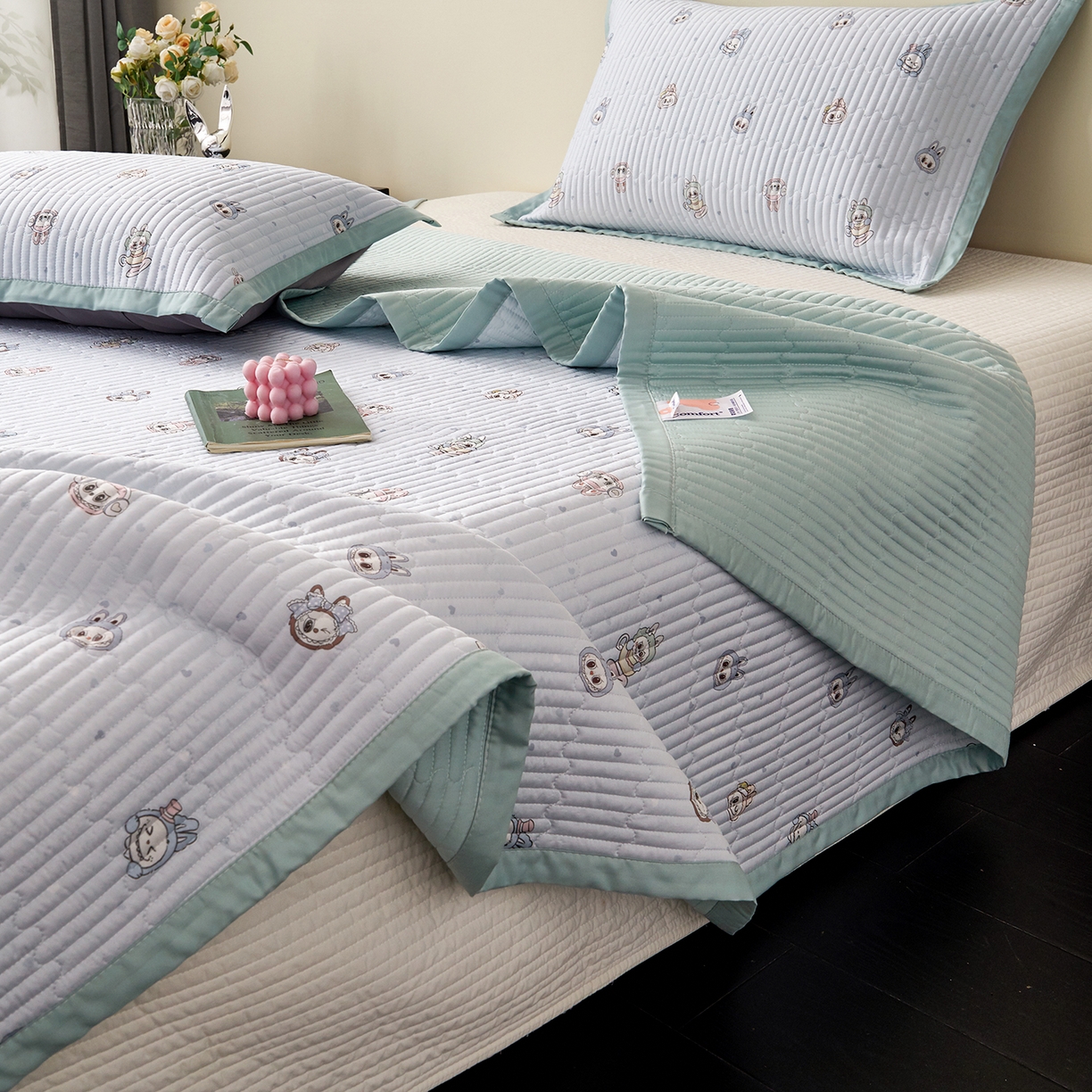 91家纺网 家纺一手货源 找家纺 （总）金艾草 2026春夏新款莫代尔天丝水洗床盖有同款夏被床盖单件