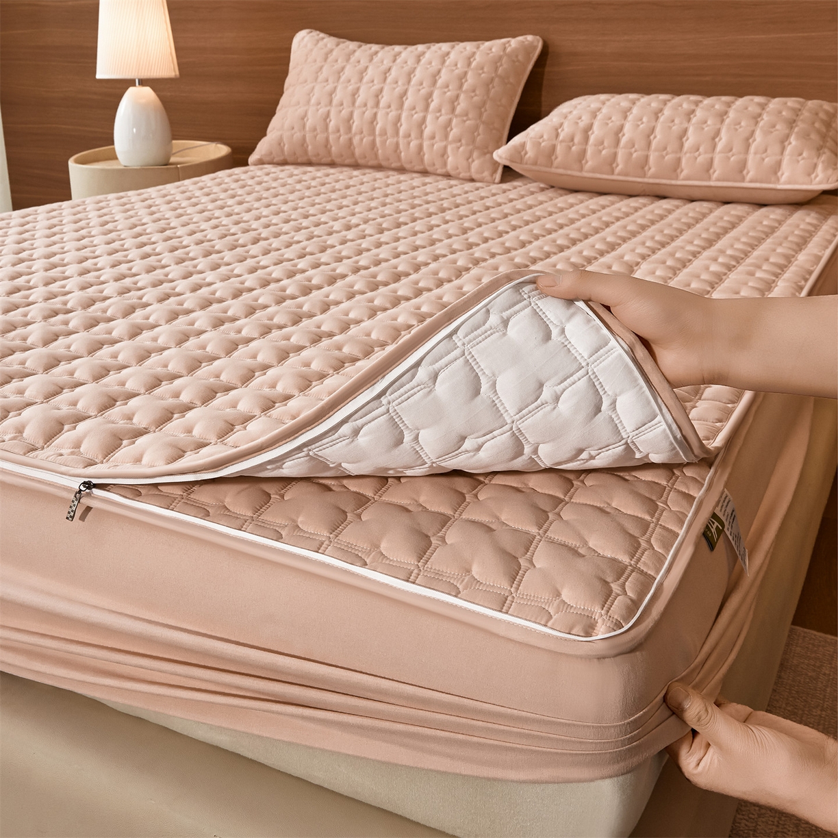 91家纺网 家纺一手货源 找家纺 居眠 2026新款双面二合一单床笠床笠单件 双面二合一-粉