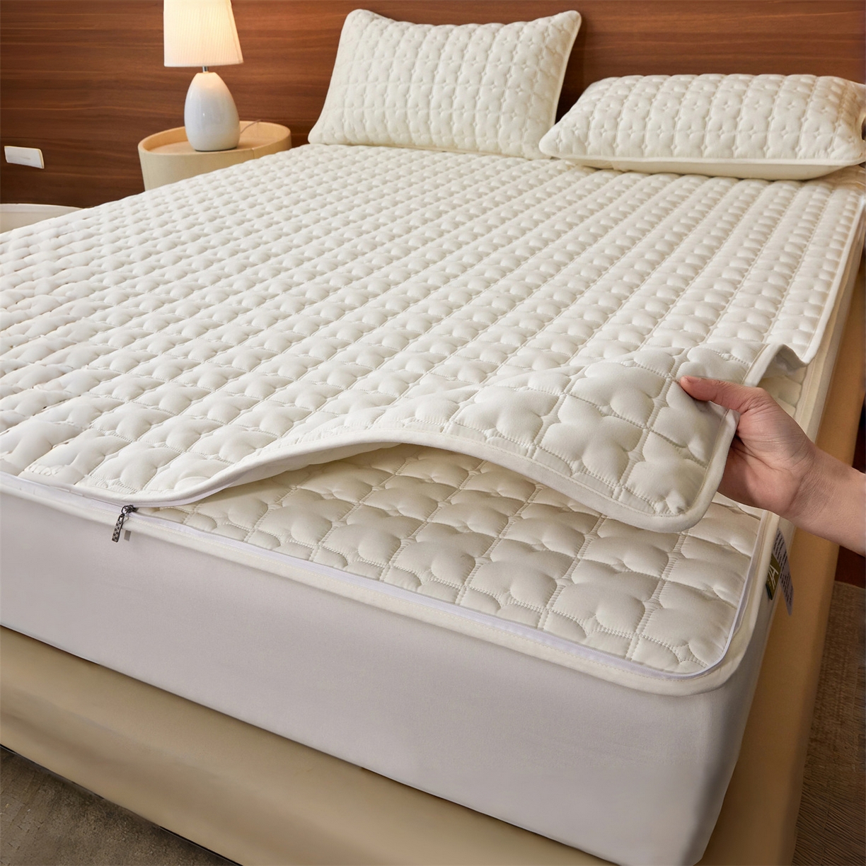 91家纺网 家纺一手货源 找家纺 居眠 2026新款双面二合一单床笠床笠单件 双面二合一-白