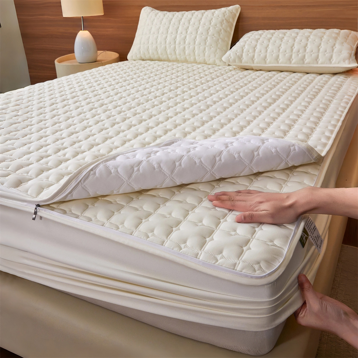 91家纺网 家纺一手货源 找家纺 居眠 2026新款双面二合一单床笠床笠单件 双面二合一-白