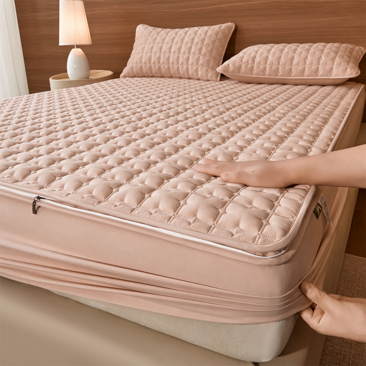 91家纺网 家纺一手货源 找家纺 居眠 2026新款双面二合一单床笠床笠单件 双面二合一-粉