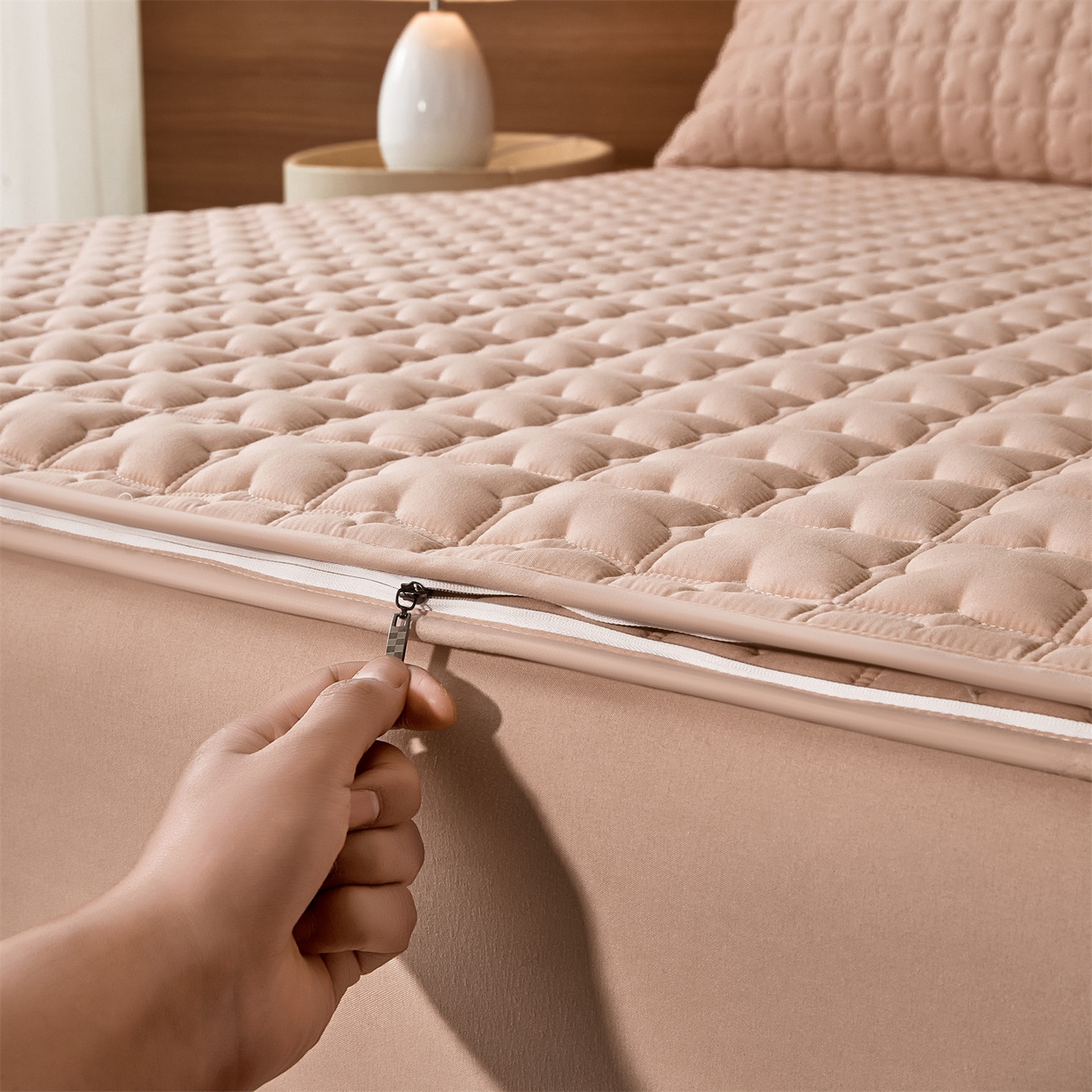 91家纺网 家纺一手货源 找家纺 居眠 2026新款双面二合一单床笠床笠单件 双面二合一-粉