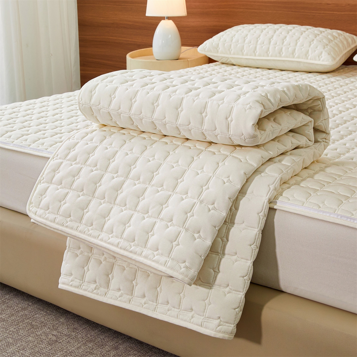 91家纺网 家纺一手货源 找家纺 居眠 2026新款双面二合一单床笠床笠单件 双面二合一-白