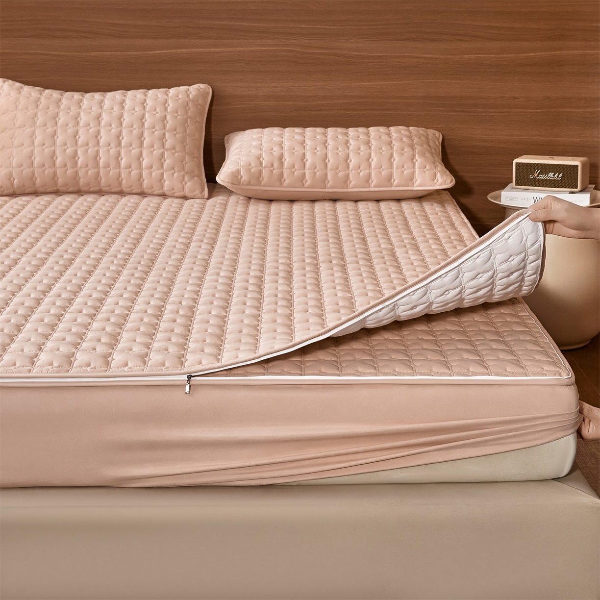 91家纺网 家纺一手货源 找家纺 居眠 2026新款双面二合一单床笠床笠单件 双面二合一-粉