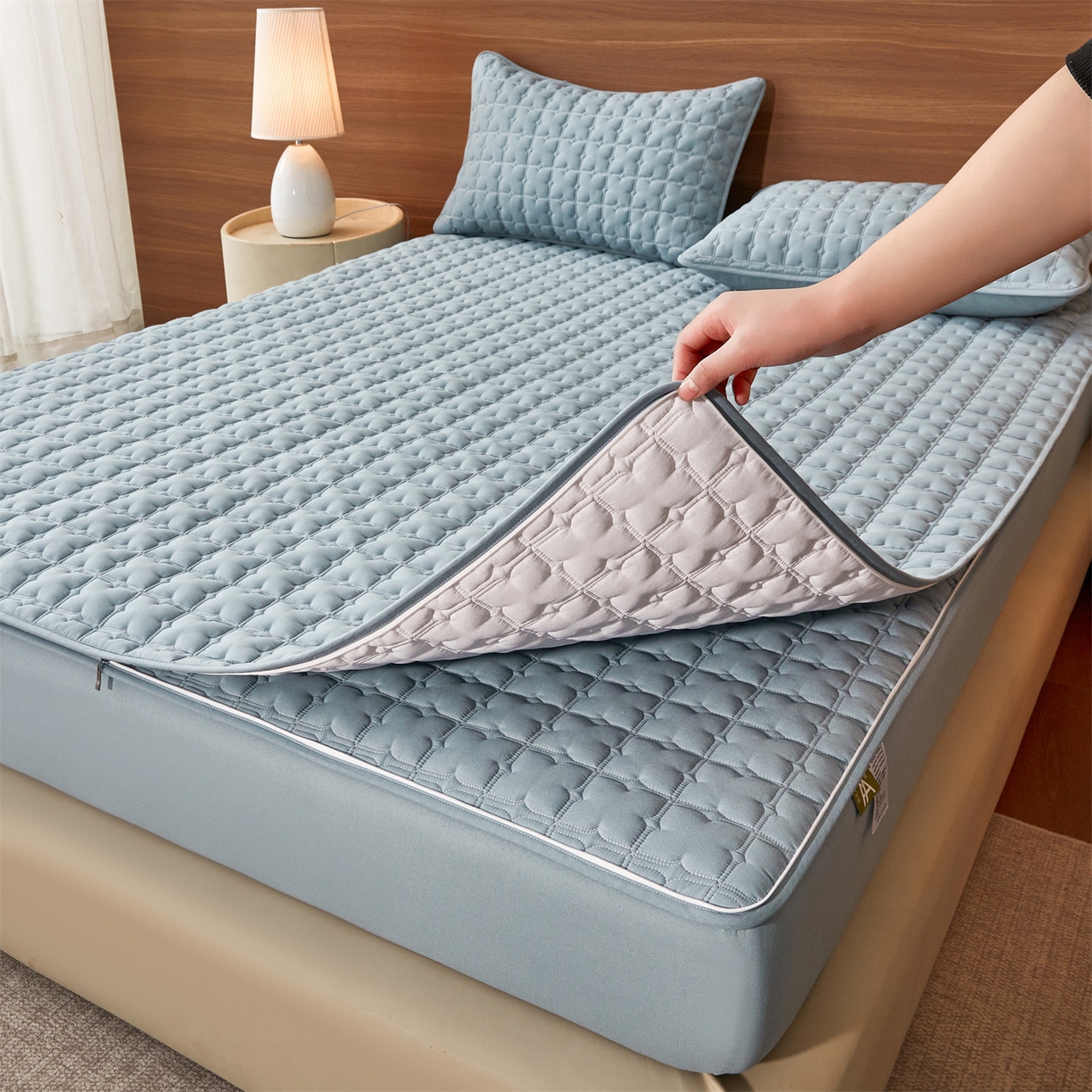 91家纺网 家纺一手货源 找家纺 居眠 2026新款双面二合一单床笠床笠单件 双面二合一-蓝