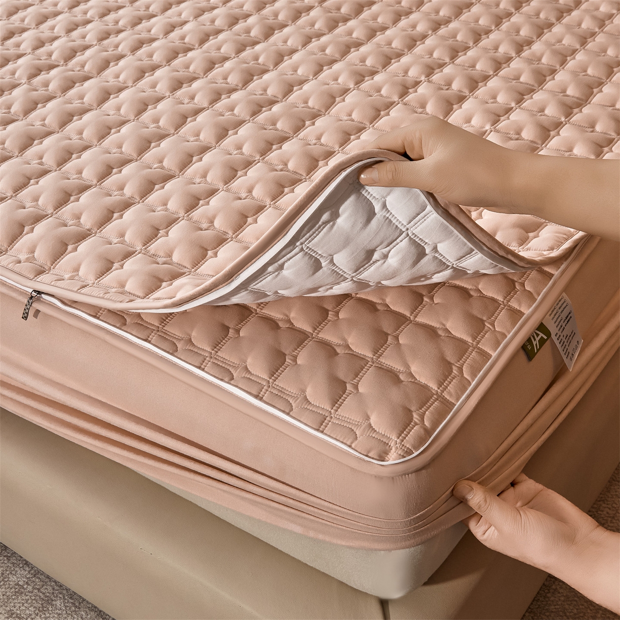 91家纺网 家纺一手货源 找家纺 居眠 2026新款双面二合一单床笠床笠单件 双面二合一-粉