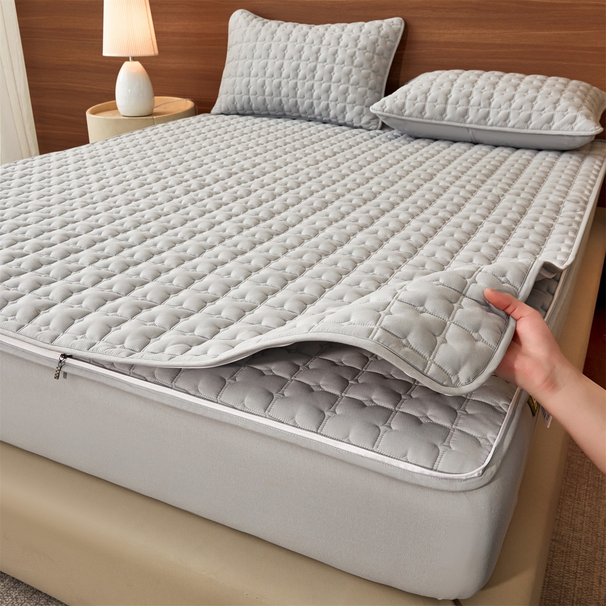 91家纺网 家纺一手货源 找家纺 居眠 2026新款双面二合一单床笠床笠单件 双面二合一-灰