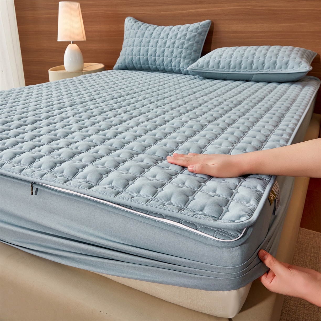 91家纺网 家纺一手货源 找家纺 居眠 2026新款双面二合一单床笠床笠单件 双面二合一-蓝