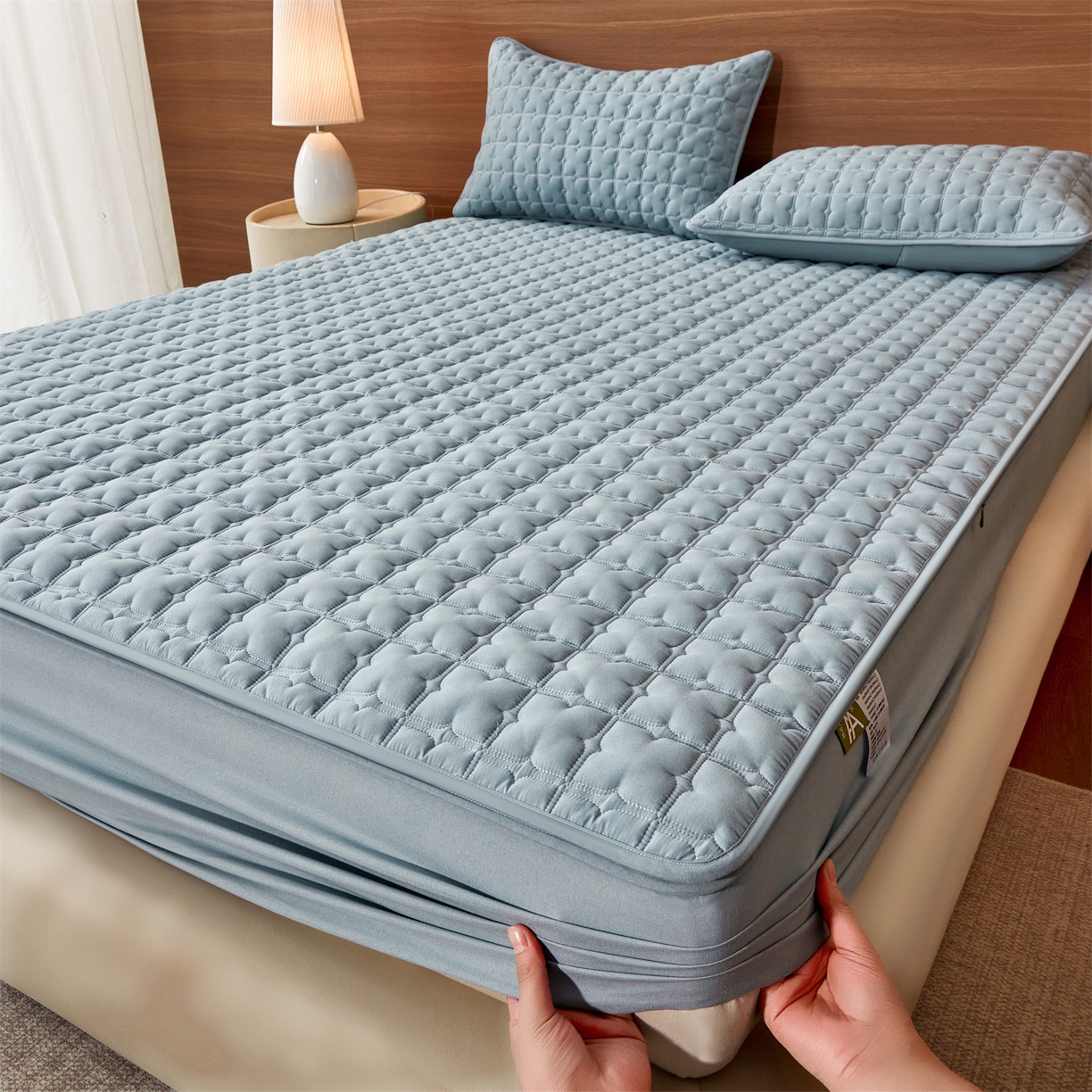 91家纺网 家纺一手货源 找家纺 居眠 2026新款双面二合一单床笠床笠单件 双面二合一-蓝