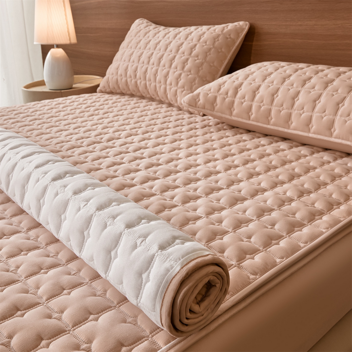 91家纺网 家纺一手货源 找家纺 居眠 2026新款双面二合一单床笠床笠单件 双面二合一-粉