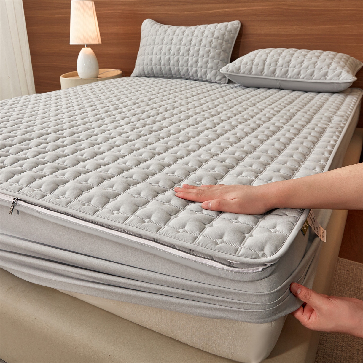 91家纺网 家纺一手货源 找家纺 居眠 2026新款双面二合一单床笠床笠单件 双面二合一-灰