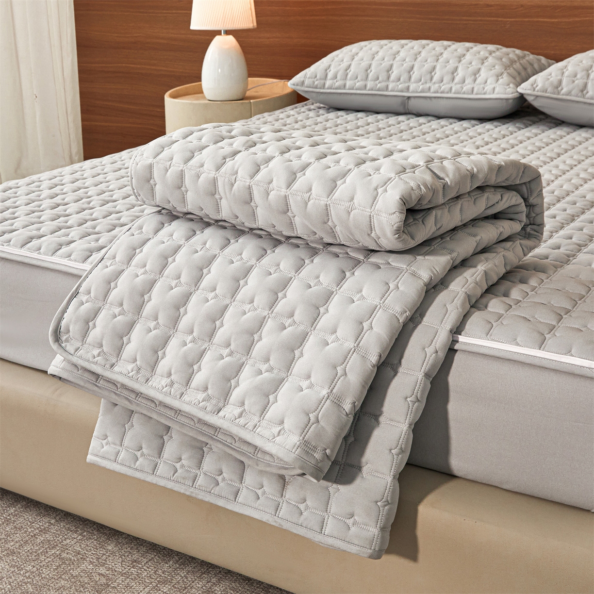 91家纺网 家纺一手货源 找家纺 居眠 2026新款双面二合一单床笠床笠单件 双面二合一-灰