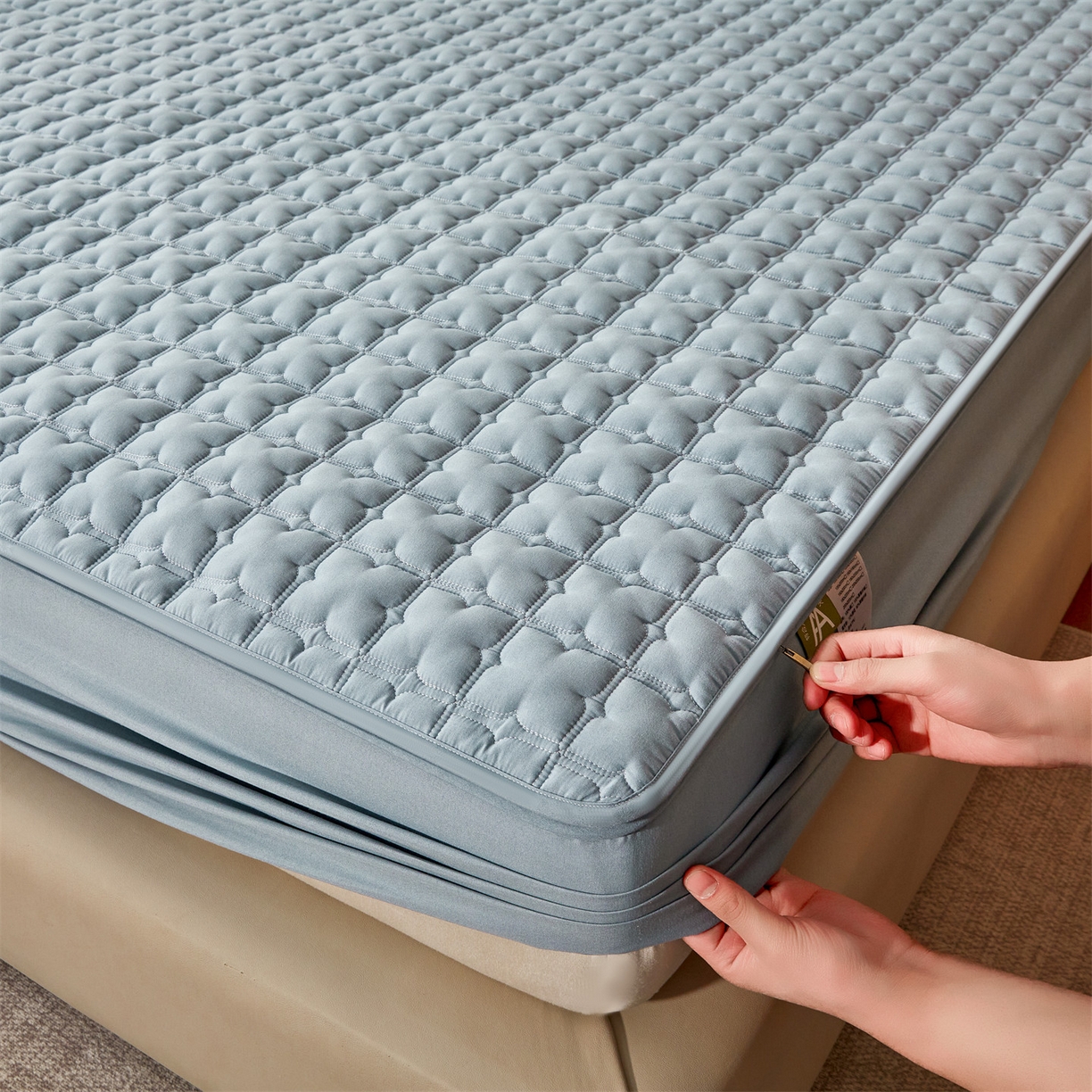 91家纺网 家纺一手货源 找家纺 居眠 2026新款双面二合一单床笠床笠单件 双面二合一-蓝