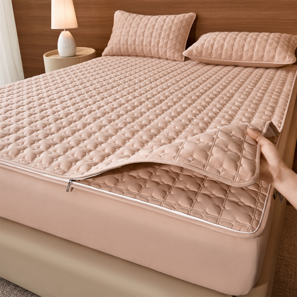 91家纺网 家纺一手货源 找家纺 居眠 2026新款双面二合一单床笠床笠单件 双面二合一-粉