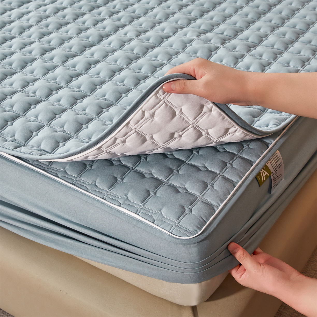 91家纺网 家纺一手货源 找家纺 居眠 2026新款双面二合一单床笠床笠单件 双面二合一-蓝