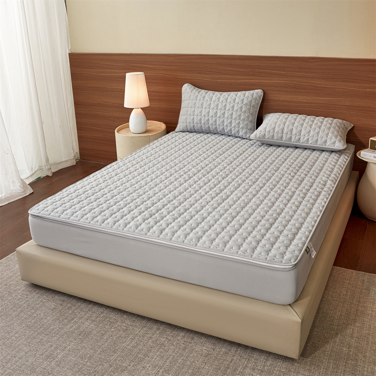 91家纺网 家纺一手货源 找家纺 居眠 2026新款双面二合一单床笠床笠单件 双面二合一-灰