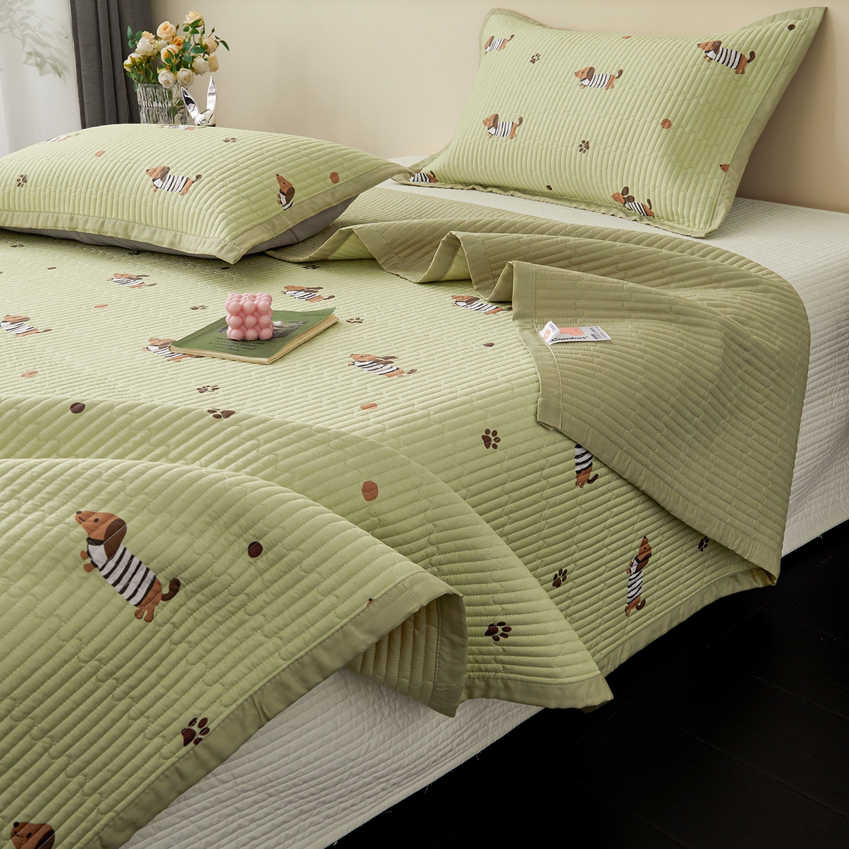 91家纺网 家纺一手货源 找家纺 （总）金艾草 2026春夏新款莫代尔天丝水洗床盖有同款夏被床盖单件