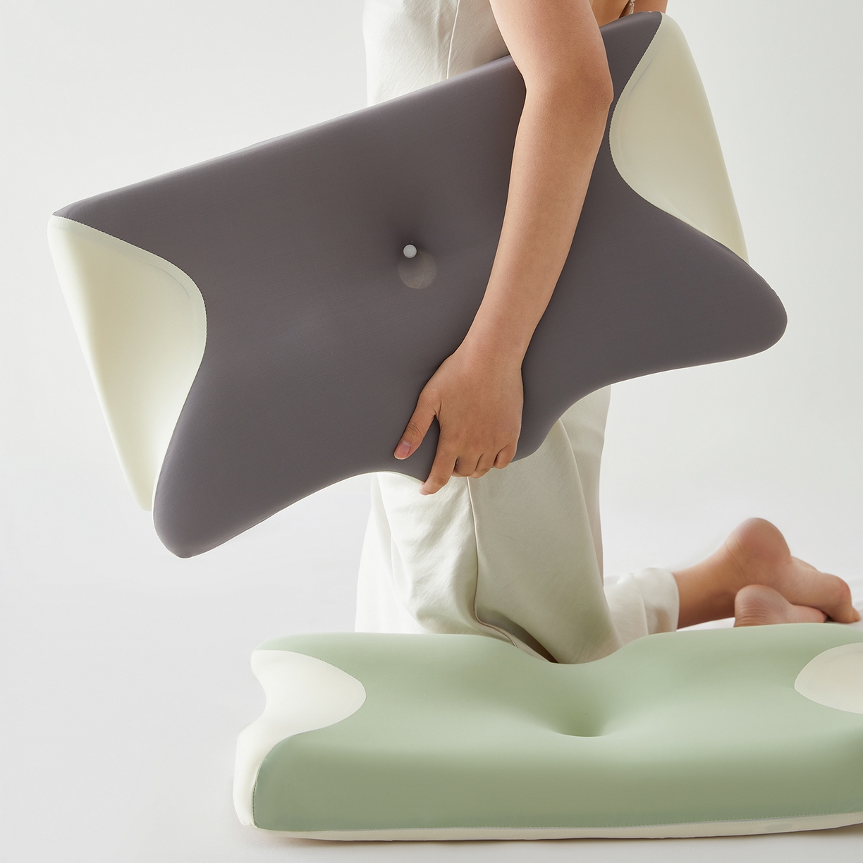 91家纺网 家纺一手货源 找家纺 土多多枕芯 2026新款牛角枕 绿色