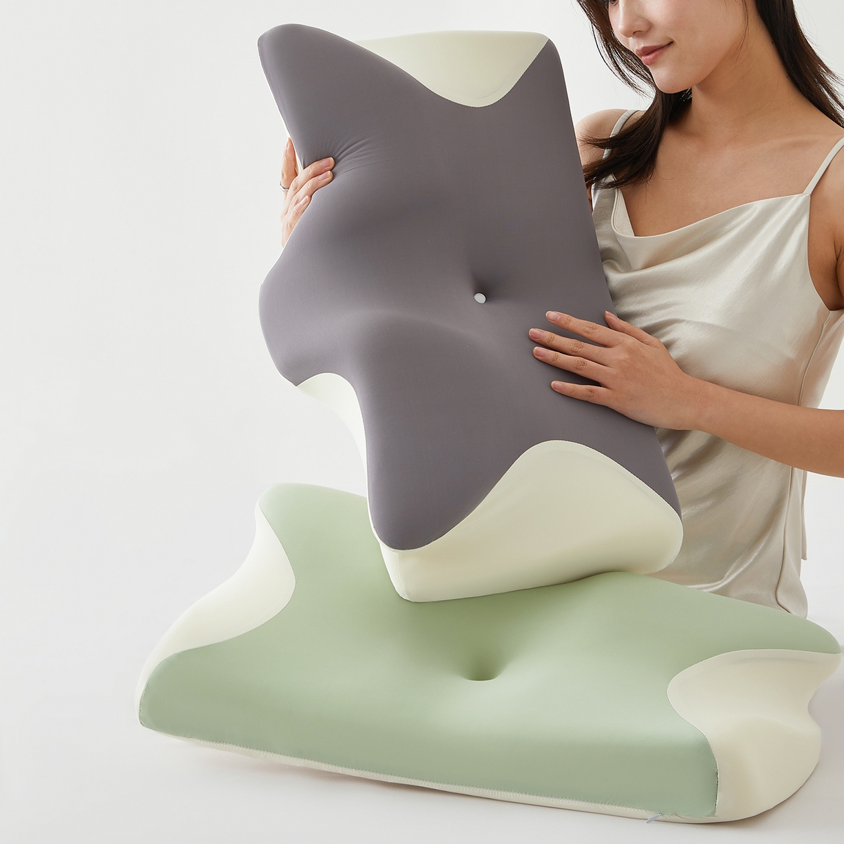 91家纺网 家纺一手货源 找家纺 土多多枕芯 2026新款牛角枕 绿色