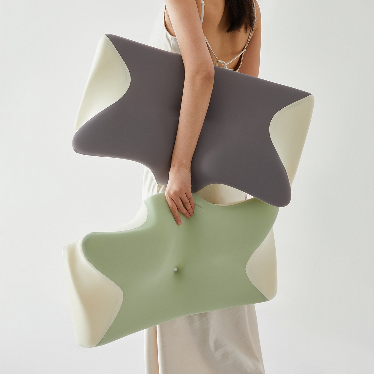 91家纺网 家纺一手货源 找家纺 土多多枕芯 2026新款牛角枕 绿色