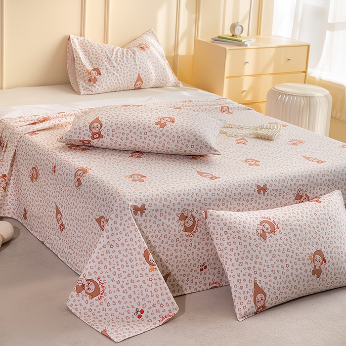 91家纺网 家纺一手货源 找家纺 云玲时尚 2026新款全棉老粗布席子凉席单床单床单单件 豹纹星星