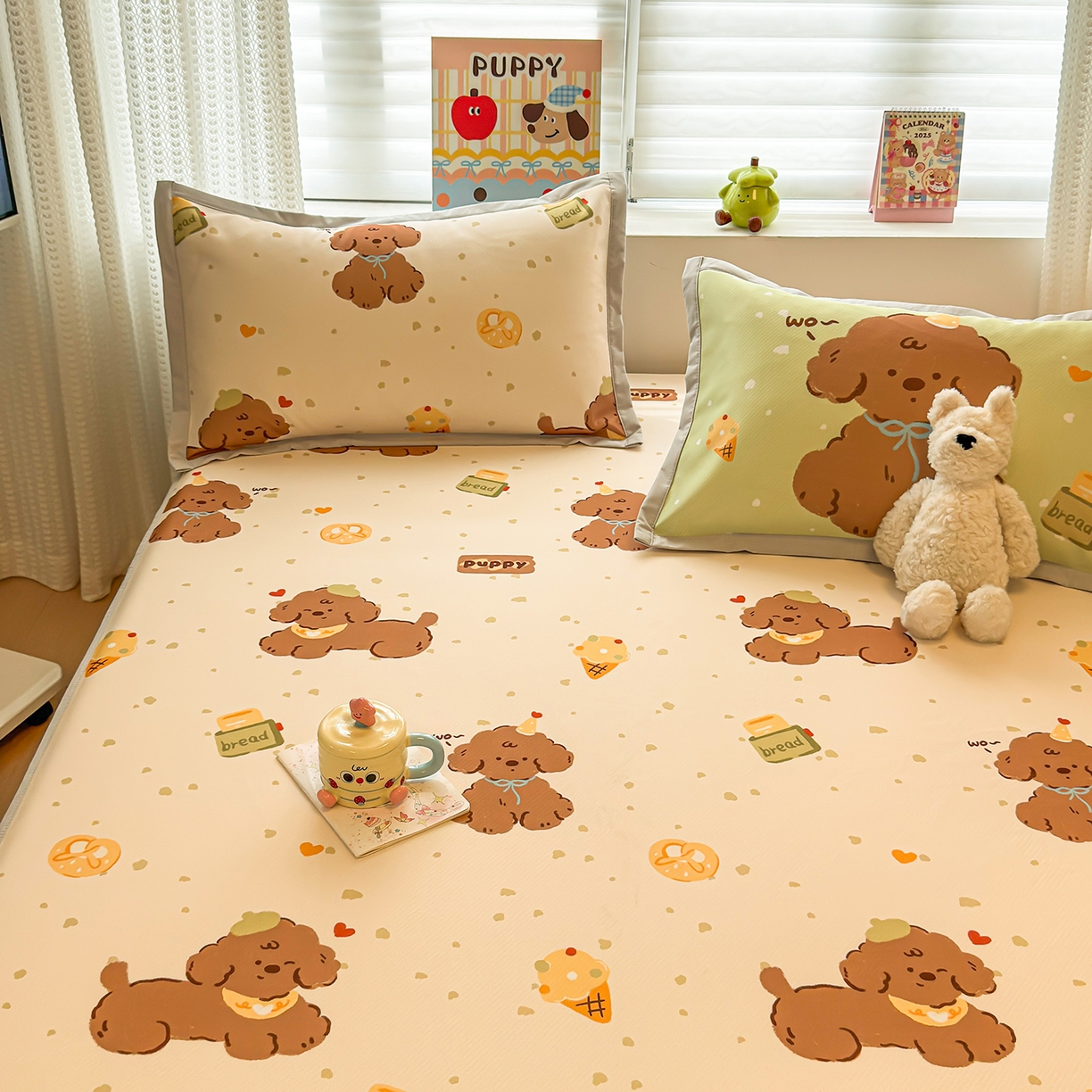 91家纺网 家纺一手货源 找家纺 （总）懒猫家纺 2026新款卡通凉感冰丝床笠款凉席