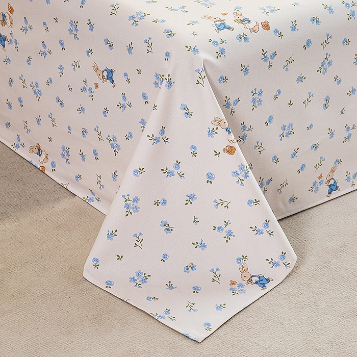 91家纺网 家纺一手货源 找家纺 云玲时尚 2026新款全棉老粗布席子凉席单床单床单单件 花间兔-蓝