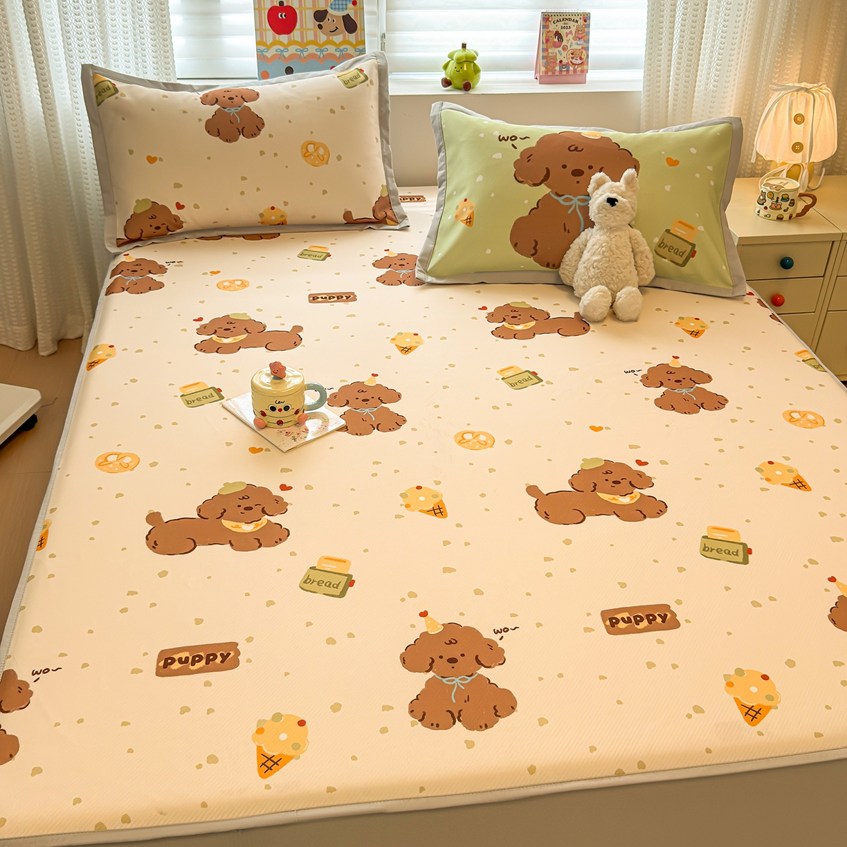 91家纺网 家纺一手货源 找家纺 （总）懒猫家纺 2026新款卡通凉感冰丝床笠款凉席