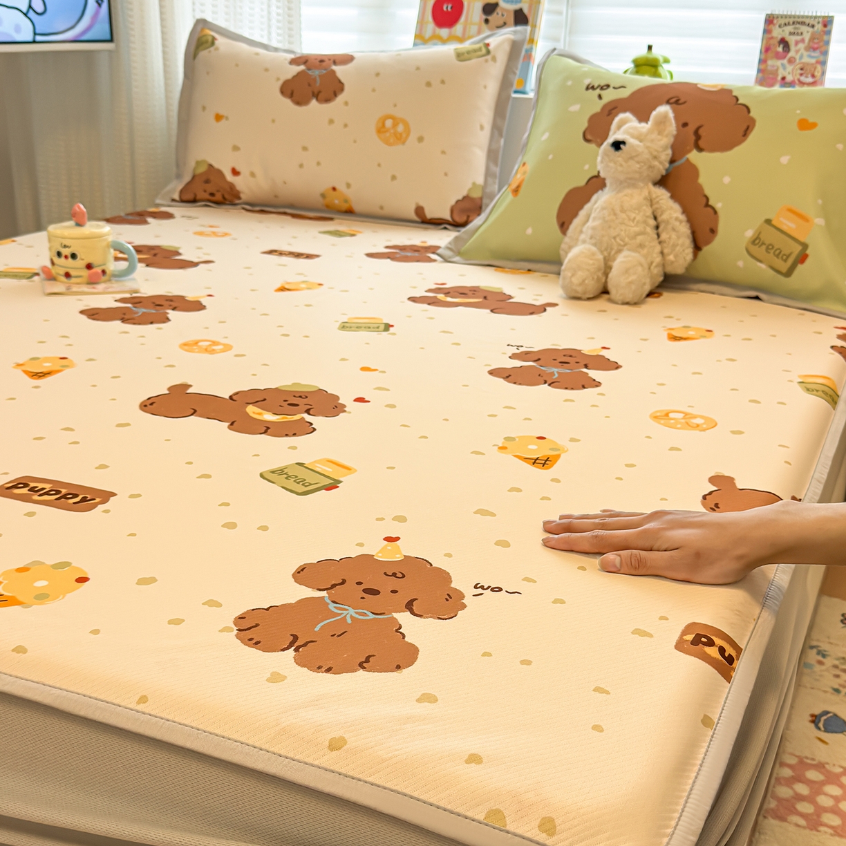 91家纺网 家纺一手货源 找家纺 （总）懒猫家纺 2026新款卡通凉感冰丝床笠款凉席