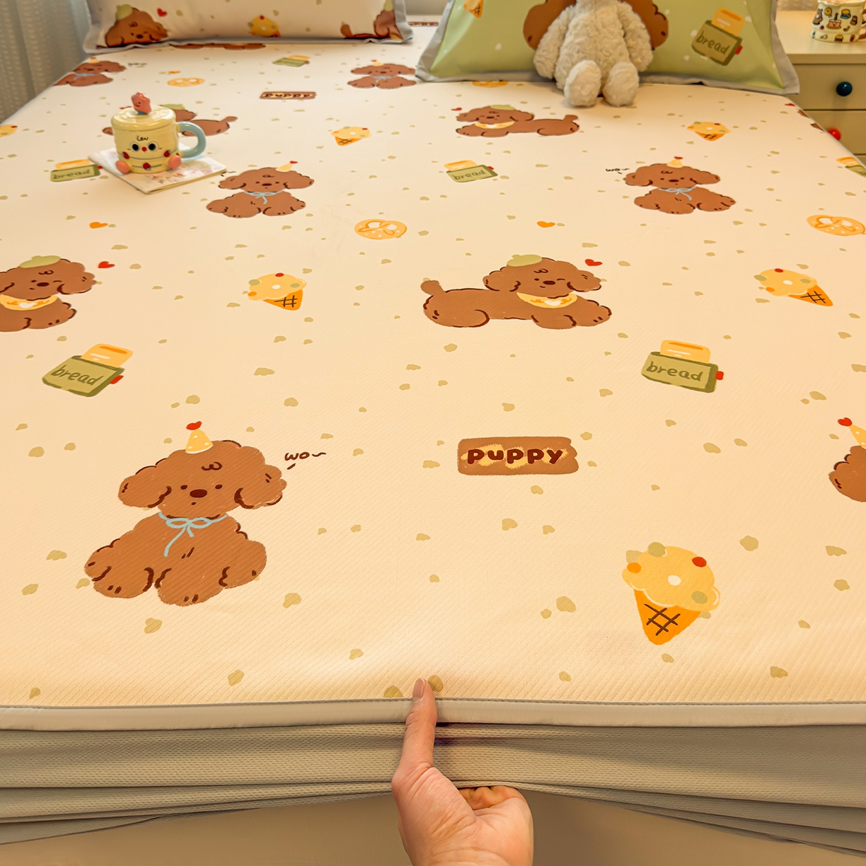 91家纺网 家纺一手货源 找家纺 （总）懒猫家纺 2026新款卡通凉感冰丝床笠款凉席