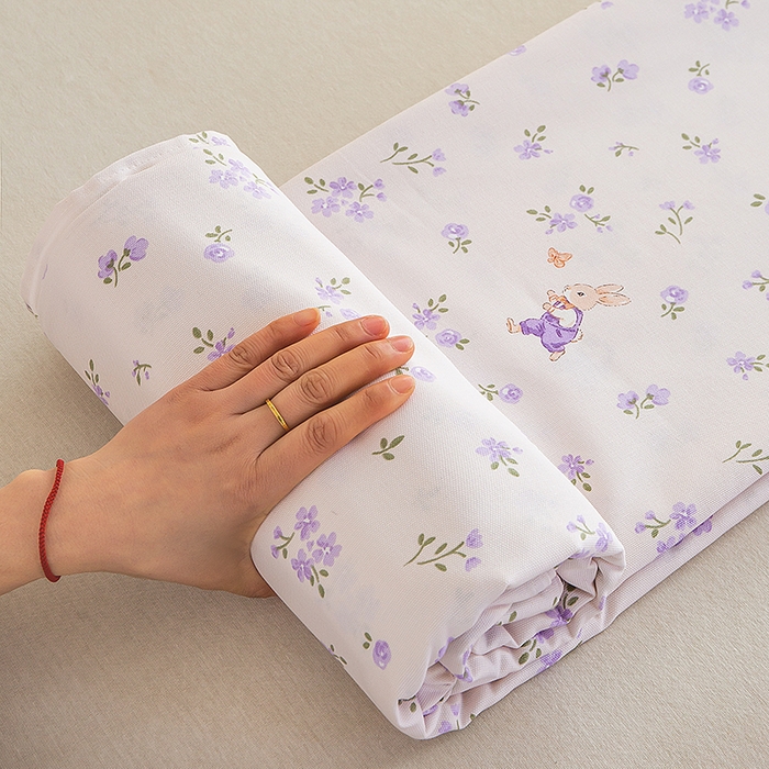 91家纺网 家纺一手货源 找家纺 云玲时尚 2026新款全棉老粗布席子凉席单床单床单单件 花间兔-紫