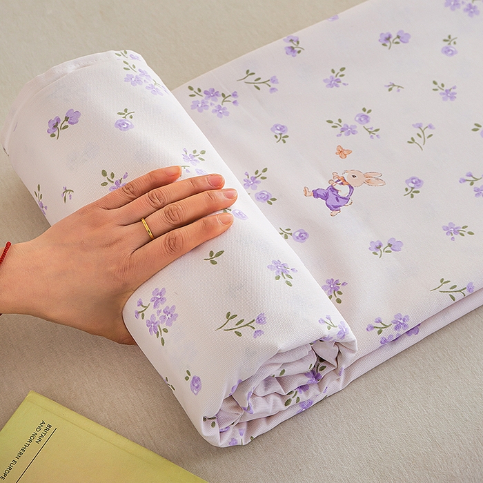 91家纺网 家纺一手货源 找家纺 云玲时尚 2026新款全棉老粗布席子凉席单床单床单单件 花间兔-紫